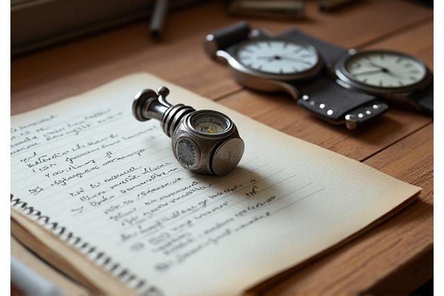 Loupe d'horloger posée sur un plan de travail avec des notes manuscrites et une montre ancienne, illustrant la phase de consultation.